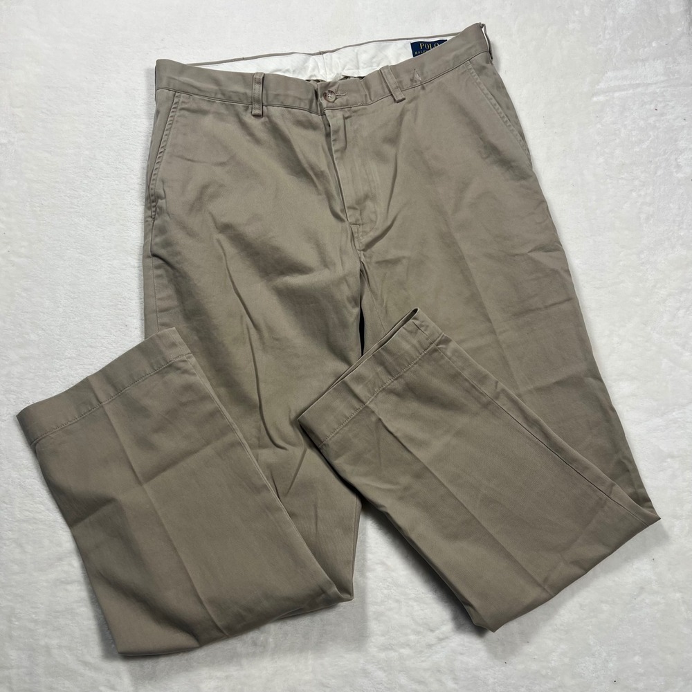 Polo Ralph Lauren Men Classic Fit Chino Pants Tan Khaki Cotton 35x32 Preppy Work